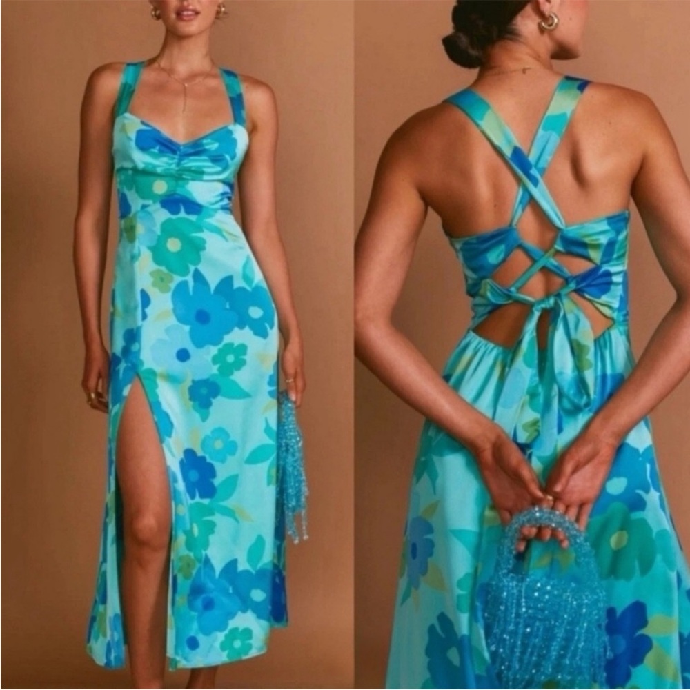 Show Me Your Mumu Mida Midi dress in Blue Piccadilly Floral, M